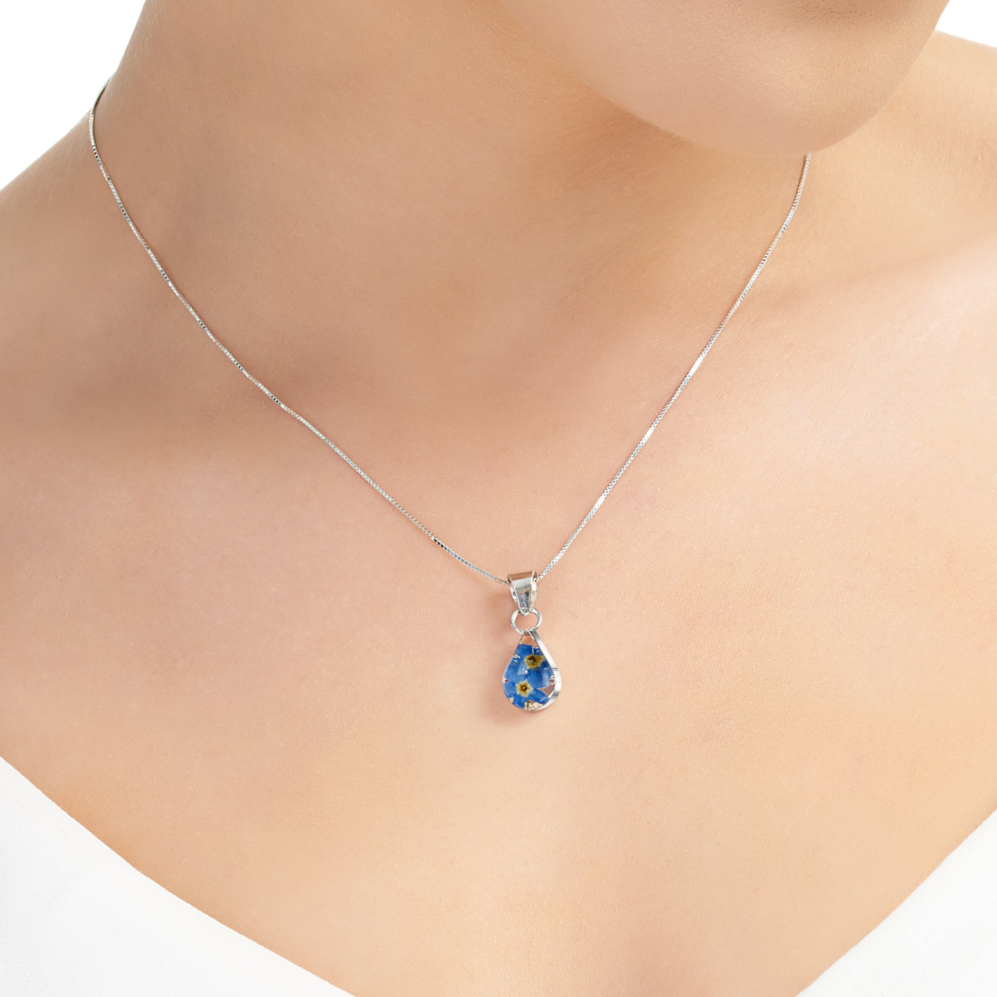 Collana con pendente a goccia Non Ti Scordar di Me in argento sterling