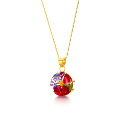 Shrieking Violet®による本物の花をあしらったスターリングシルバーのラウンドペンダント